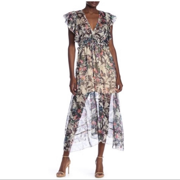 TOV Ruffle Floral MIDI Dress - Picture 1 of 2